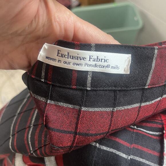 Pendleton Skirt sz 12 Black Red Plaid Wool Pleated Knee Career Suit Professional - Picture 11 of 12